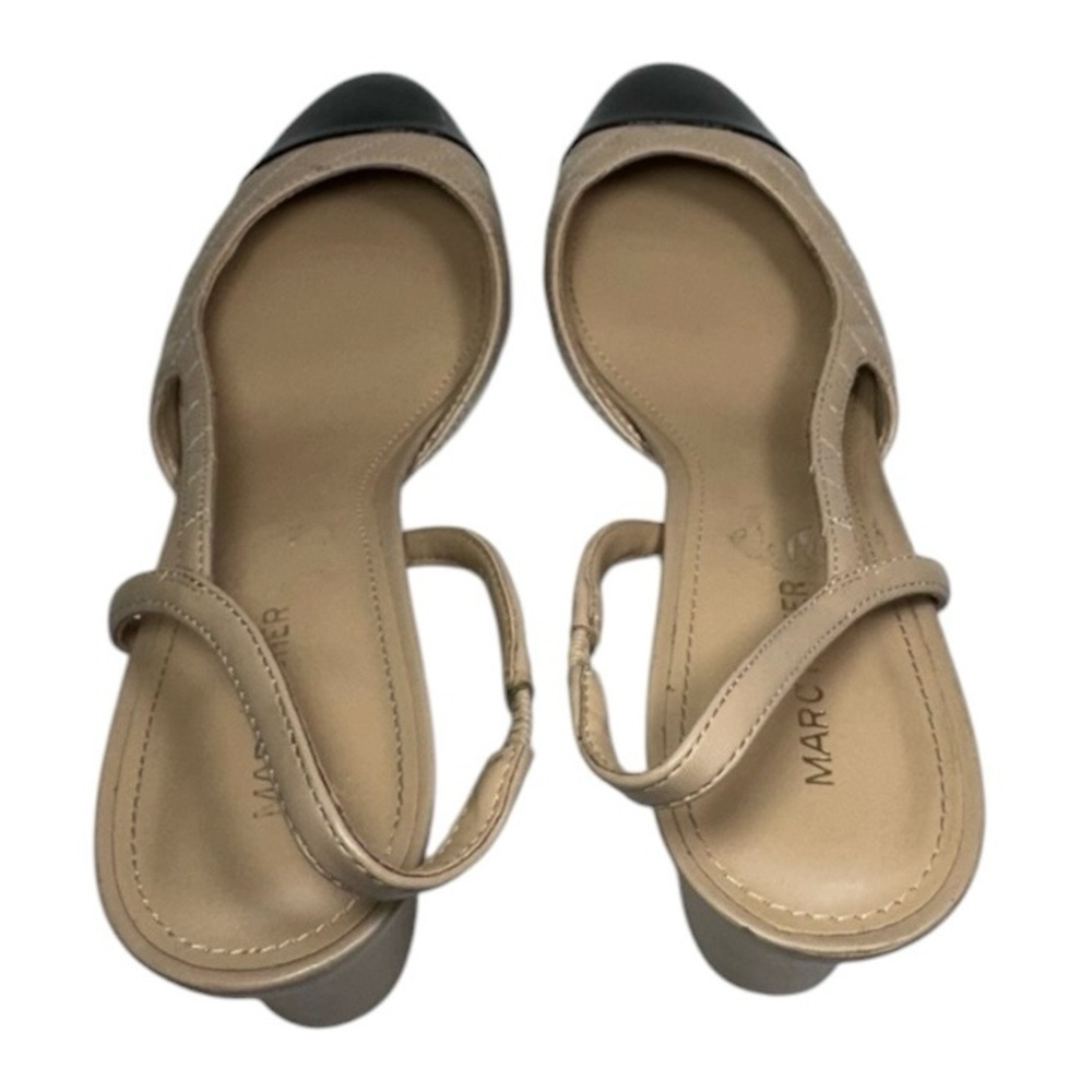 Marc Fisher Laniya Beige Faux Quilted Leather Cap Toe Sling Back Pumps Size 10 - Picture 6 of 12